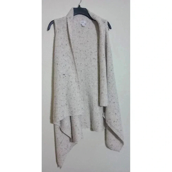 Old Navy Sweaters - Old Navy Sleeveless‎ Cardigan Cream Speckled Open Front Sweater Size Medium